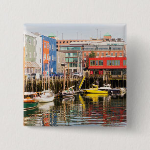 Boats Moored Portland, Maine 2 Inch Square Button