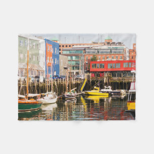 Boats Moored Portland, Maine Fleece Blanket