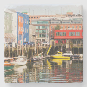 Boats Moored Portland, Maine Stone Coaster
