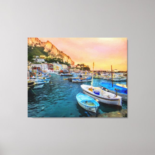 Boats of Capri Italy in Marina Grande Large Canvas Print (Front)