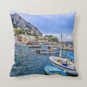 Boats of Capri Italy Travel Photo Art Throw Pillow