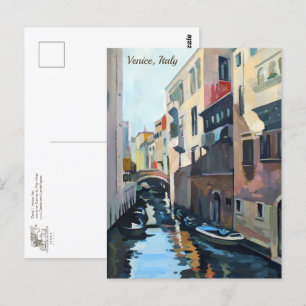 Boats on a Venetian Canal   Venice, Italy Postcard