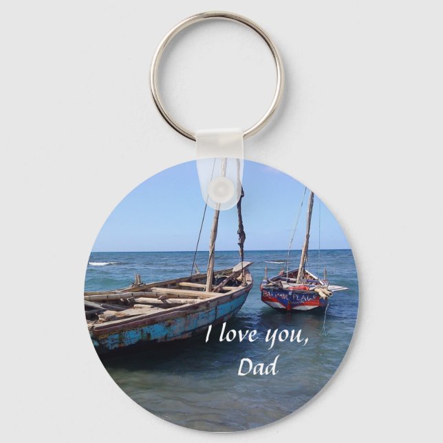 Boats on an Ocean, "I Love You, Dad" Keychain (Front)
