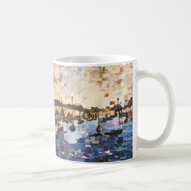 Boats On Lake Erie Paper Collage Mug (Right)