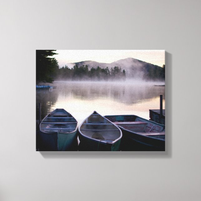 Boats on Lake Placid Canvas Print (Front)