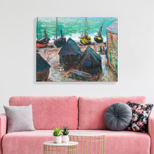 Boats on the Beach at Étretat   Claude Monet   Canvas Print