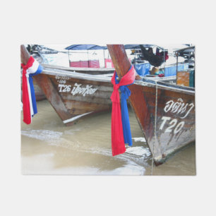 Boats On The Beach Phi Phi Islands, Thailand Doormat