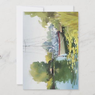 Boats On The Canal Watercolors Holiday Card