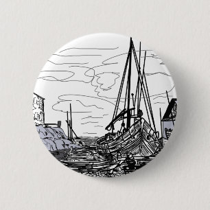boats on the sea 2 inch round button
