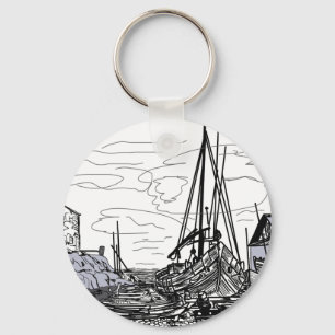 boats on the sea keychain