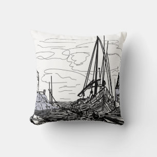 boats on the water throw pillow