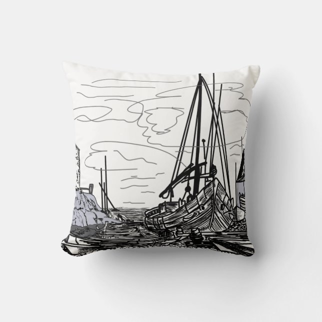 boats on the water throw pillow (Front)