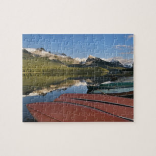 Boats parked on the lakeshore of Maligne Lake, Jigsaw Puzzle