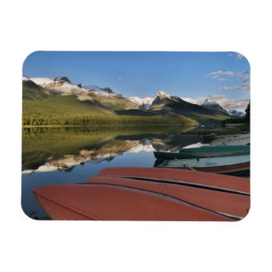 Boats parked on the lakeshore of Maligne Lake, Magnet