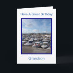 Boats Personalised Grandson Birthday Card<br><div class="desc">Greeting card boats grandson birthday card. Customise this birthday card with any text then have it printed and sent to you or instantly download it to your mobile device. Should you require any help with customising then contact us through the link on this page. Boats design personalised grandson birthday card...</div>