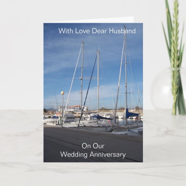 Boats Personalised Husband Wedding Anniversary Card (Front)