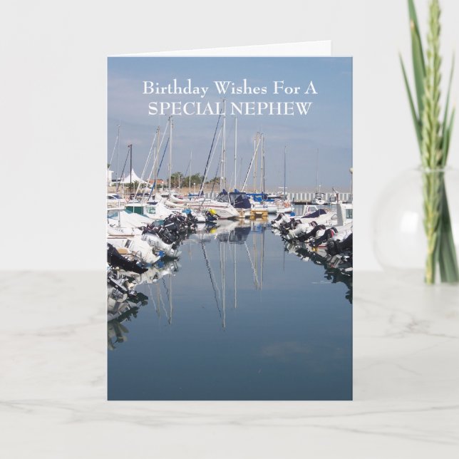 Boats Personalised Nephew Birthday Card (Front)