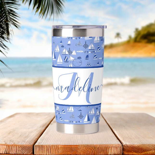 Boats personalized  insulated tumbler (Beach)