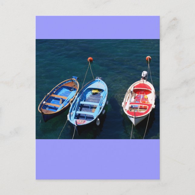 Boats Riomaggiore harbour Postcard (Front)