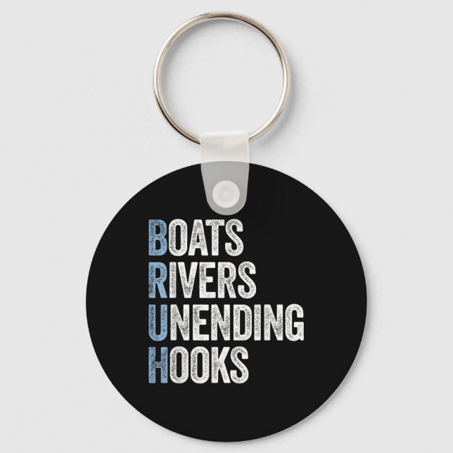 Boats Rivers Unending Hook Funny Fishing Gift Fish Keychain (Front)