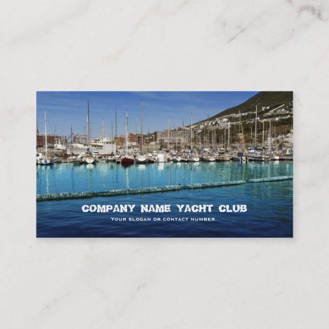 Boats sailing yacht club in harbour business card (Front)