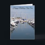 Boats Step Son Birthday Card<br><div class="desc">Greeting card boats in a marina step son birthday card that you can customise with any text of your choice. Should you require any help with customising then contact us through the link on this page. Marina step son birthday card</div>