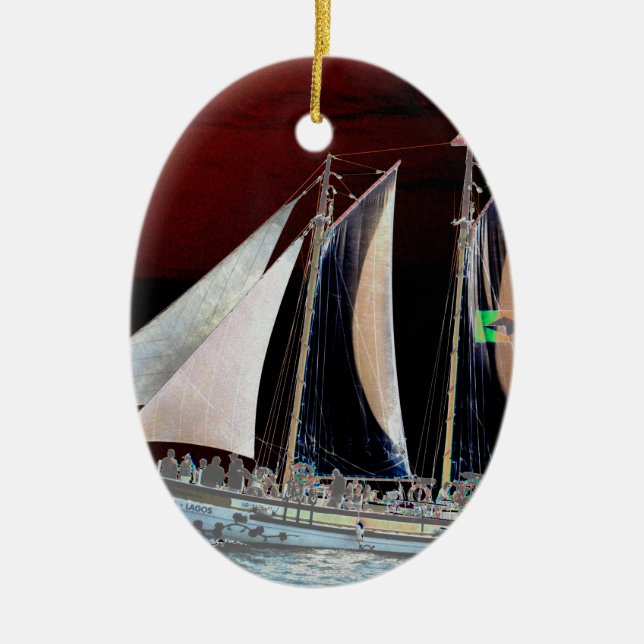Boats under Sail Ceramic Ornament (Front)