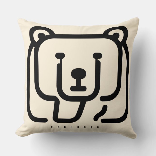 BOAZ Bear – Strength Icon Throw Pillow (Front)