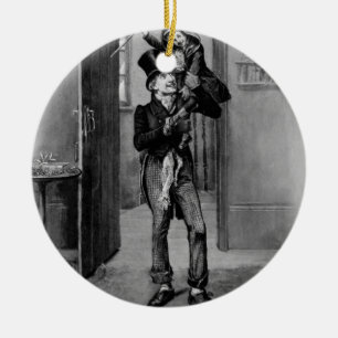 Bob Cratchit and Tiny Tim. Ceramic Ornament