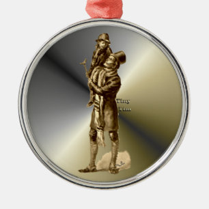 Bob Cratchit and Tiny Tim Christmas Carol Metal Ornament