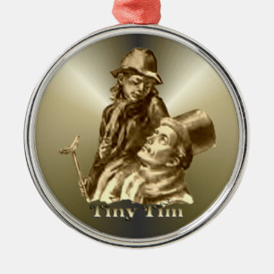 Bob Cratchit and Tiny Tim Christmas Carol Metal Ornament