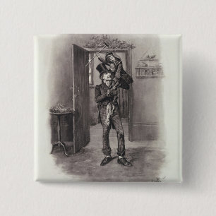 Bob Cratchit and Tiny Tim, from 'Charles Dickens: 2 Inch Square Button