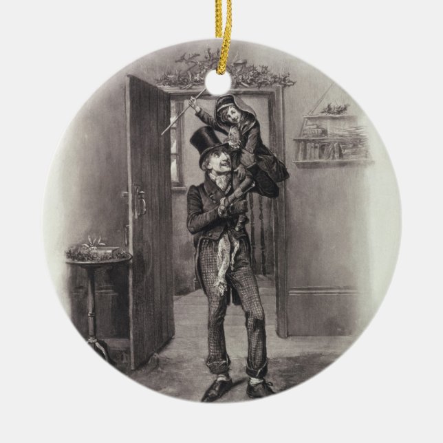 Bob Cratchit and Tiny Tim, from 'Charles Dickens: Ceramic Ornament (Front)