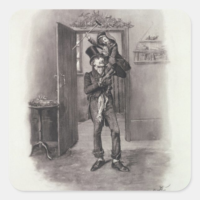 Bob Cratchit and Tiny Tim, from 'Charles Dickens: Square Sticker (Front)