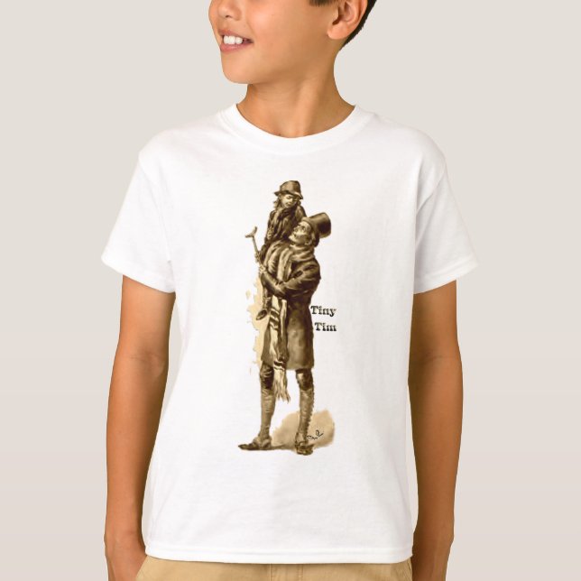 Bob Cratchit and Tiny Tim in A Christmas Carol T-Shirt (Front)