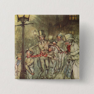 Bob Cratchit went down a slide on Cornhill 2 Inch Square Button