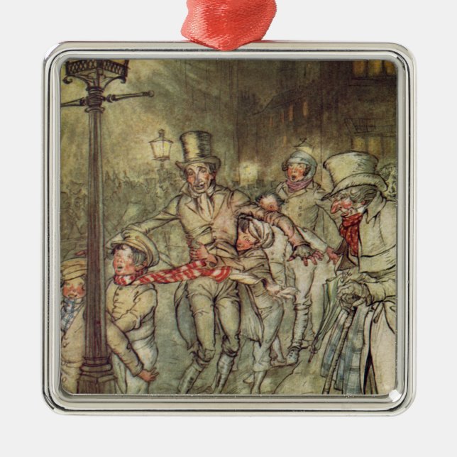 Bob Cratchit went down a slide on Cornhill Metal Ornament (Front)