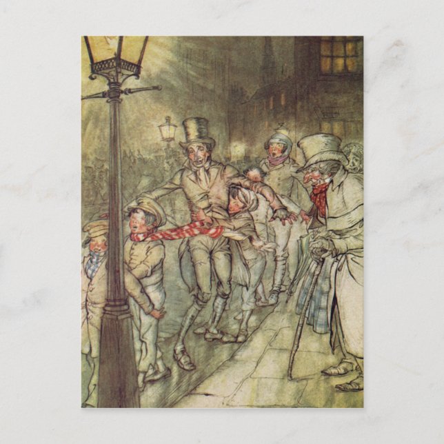 Bob Cratchit went down a slide on Cornhill Postcard (Front)