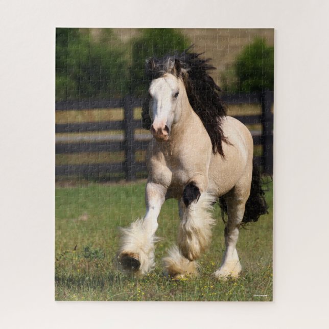 Bob Langrish Champagne Colour Gypsy Vanner Running Jigsaw Puzzle (Vertical)