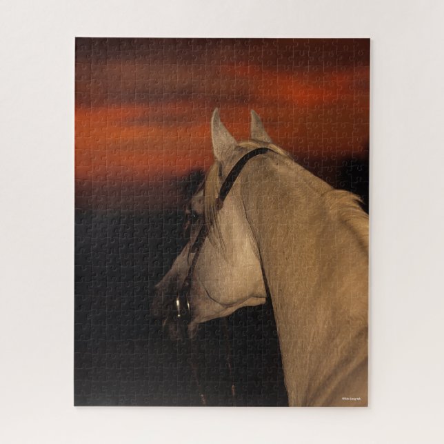 Bob Langrish | Grey Arab headshot At Sunset Jigsaw Puzzle (Vertical)