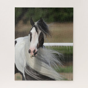 Bob Langrish Gypsy Vanner Headshot Mane Flowing Jigsaw Puzzle