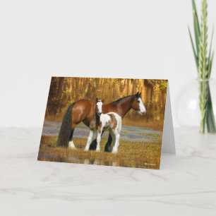 Bob Langrish   Gypsy Vanner Mare and Foal Fantasy Card