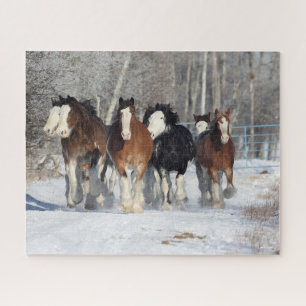 Bob Langrish   Herd Of Clydesdales In Snow Jigsaw Puzzle