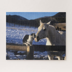 Bob Langrish Horse and Cat In the Snow Jigsaw Puzzle
