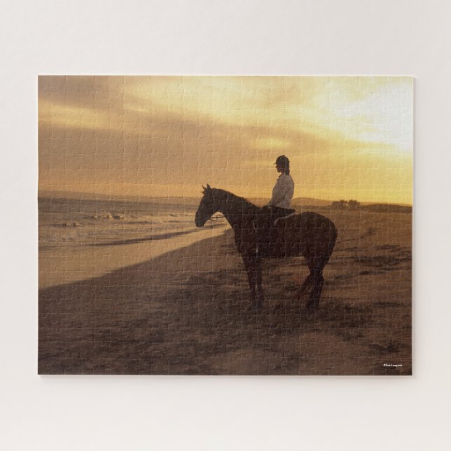 Bob Langrish | Horse and Rider On Beach at Sunset Jigsaw Puzzle (Horizontal)