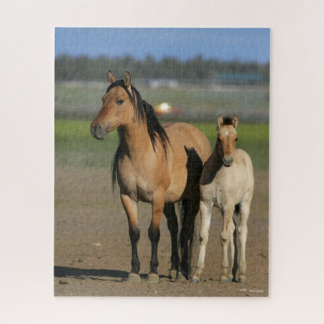 Bob Langrish Kiger Mustang Mare and Foal Standing Jigsaw Puzzle (Vertical)