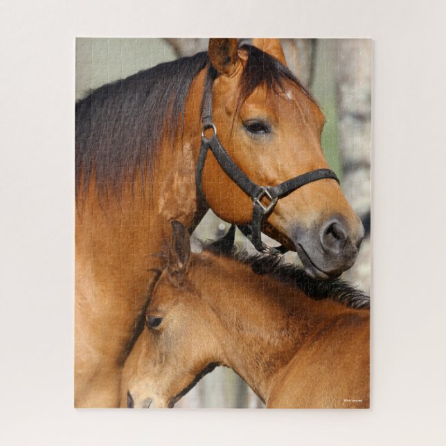 Bob Langrish Quarter Horse Mare and Foal Headshot Jigsaw Puzzle (Vertical)