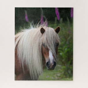 Bob Langrish   Shetland Pony headshot With Flowers Jigsaw Puzzle
