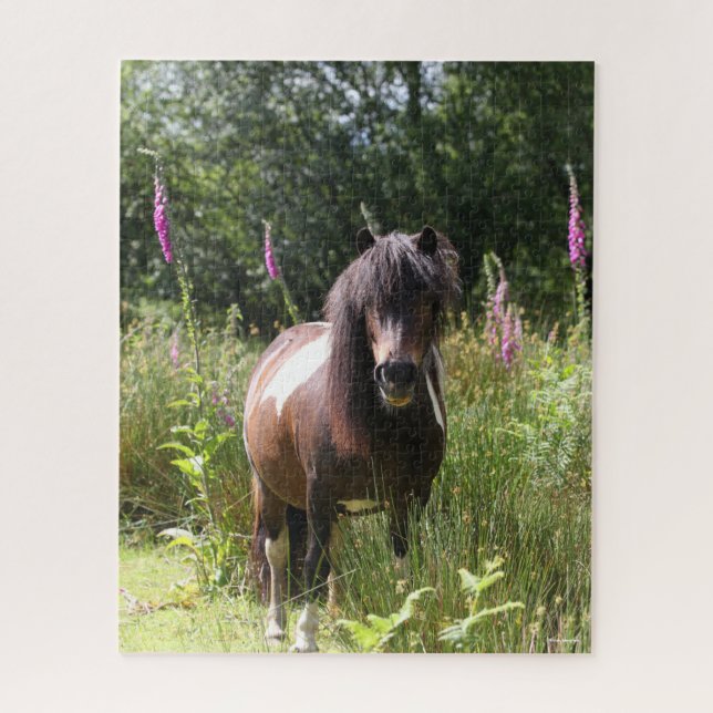 Bob Langrish | Shetland Pony Standing By Flowers Jigsaw Puzzle (Vertical)