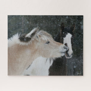 Bob Langrish   Two Ponies Meeting In Snow headshot Jigsaw Puzzle